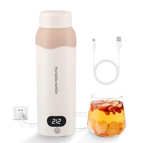 YOIDOO Travel Electric Tea Kettle 316 Stainless Steel, Small Portable Hot Water Kettle with 6 Temperature Control & Automatic Shut Off, 450mL Cute Tea Pot