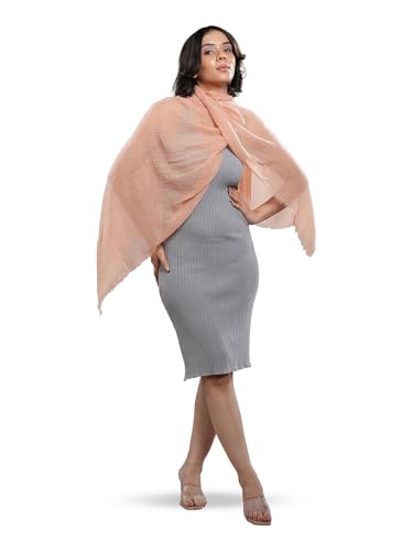 Image of Crinkled PolyCotton Scarf for Women - 180 x 90 cm Stole for Women | PolyCotton Scarf for Summers, Head Cover for Women | Lightweight Scarf for Women | Women Accessory