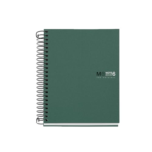 Miquelrius - The Original A6 Notebook, 6 Coloured Stripes, Opaque Polypropylene Cover, Size 105 x 148 mm, No Drilling, 150 Sheets of 70 g/m², 5 mm Grid, Khaki