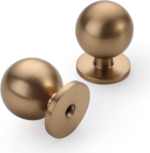 9BUILD 6 Pack Champagne Bronze Cabinet Knobs,Solid Round Drawer Pulls