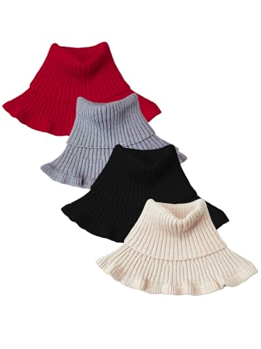 4 Pieces Winter Turtleneck Dickey Collar, Unisex Cotton Simple Dickey Collar, Detachable Fake Collars Mock High Turtleneck Di