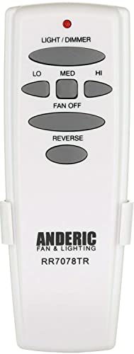 Anderic RR7078TR Ceiling Fan Remote Control Replacement for Hampton Bay & Harbor Breeze | 3-Speed Fan, Light Dimmer, Reverse | 304 MHz | Replaces UC7078T CHQ7078T Works FAN2R, UC7051R, UC7058RY