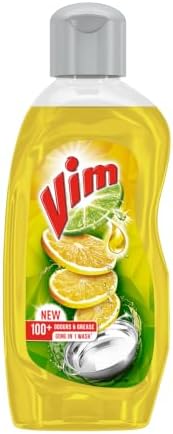 Vim Dishwash Liquid Gel Lemon, With Lemon Fragrance, Leaves No Residue, Grease Cleaner For All Utensils, 250 ml Bottle