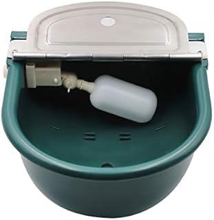 MUDUOBAN Auto Pet Waterer Stainless Steel Cover Plastic Bowl for Cattle Horse Dog Pet Watering Bowl Livestock Drinking Trough (Dark Green)