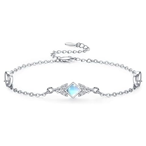 MEDWISE Celtic Bracelets Jewelry Gifts 925 Sterling Silver Moonstone Bracelets Celtic Knot Adjustable Bracelets Celtic Jewelry Gifts for Women Mom Valentine's Day Cover