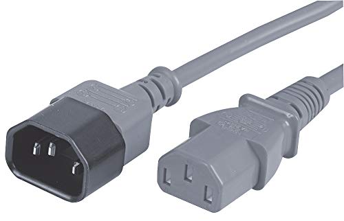 Pro Elec PELR0026 IEC male C14 to Female C13 Extension Lead, Grey, 3 m, 10A, 250V, Grey, 3m, 10A, 250V