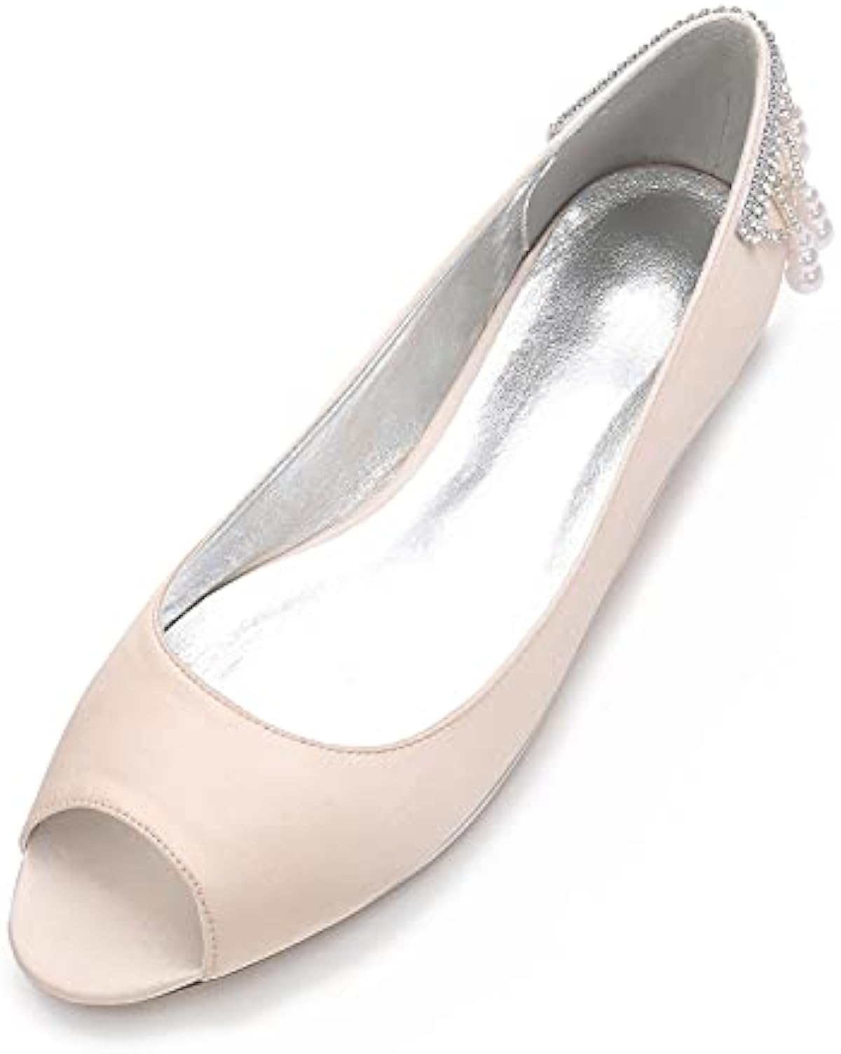 キャンペーン特価 レディース夏のピープトウアパートブライダルの結婚式のサンダルエレガントなラインストーンパールサテンイブニングパーティードレスバレリーナフラット シューズ バッグ オンライン再販業者 Littleshopp Com