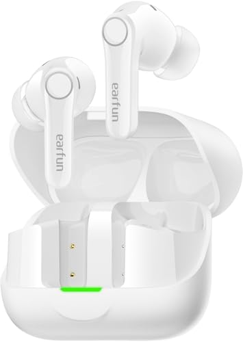 EarFun Air Pro 4+ Adaptive Noise Cancelling Wireless Earbuds, Qualcomm aptX Lossless, Dual Drivers, Translation Earbuds, Snapdragon Sound, 6 Mics AI Clear Call, Hi-Res Sound, Bluetooth 6.0, 54H, White