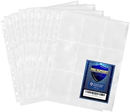 50 Sheets (450 Pockets) of Premium 9 Pocket Page Protectors for Pokemon Cards, Magic The Gathering Cards, Dragon Ball Super, etc.