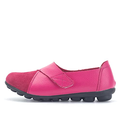 Image of Ladies Leather Slip On Flat Loafers,Low Top Casual Walking Nurse Shoes,Outdoor Versatile Trendy Driving Shoes.