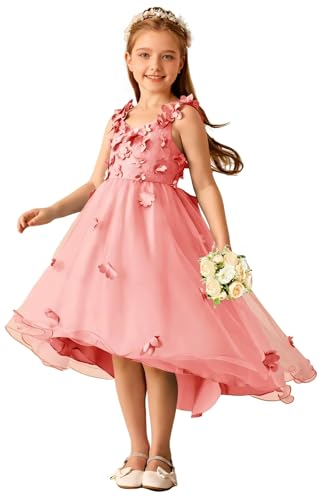 Tulle Flower Girl Dresses for Wedding Floral Applique First Communion Dress Princess Pageant Party Gown with Bow