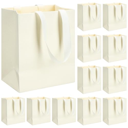 Sacs cadeaux de mariage en papier texturé épais beige avec ruban satiné de qualité