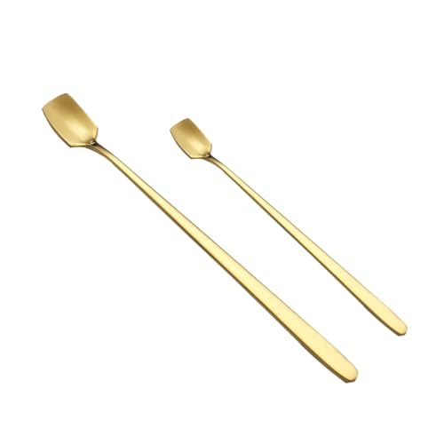 KICHOUSE Stainless Steel Ice Spoons Long Handle Stirring Spoons 2 Pcs for Coffee Tea Cocktail Bar