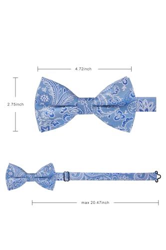 Image of HISDERN Bow Ties for Men Pre-Tied Bow Tie Floral Paisley Handkerchief Classic Formal Bowtie and Pocket Square Cufflinks Set