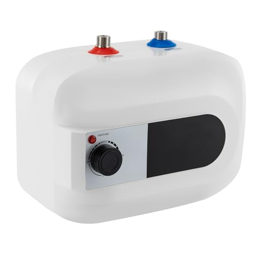 Electric Mini Tank Water Heater, Small Under Sink Tank, Kitchen RV Trainer Compact Storage Heaters, Mini Instant Electric Compact, 1500W (White, 6L/1.6Gal)