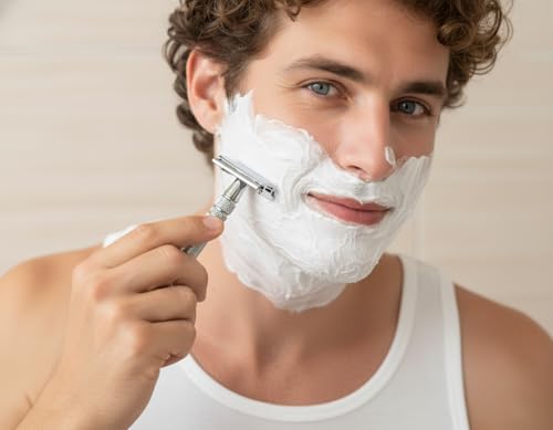 Double Edge Safety Razor with 10 Disposable Blades - Single blade double edge razor for men - Metal razor with Long Handle for close shave - Classic Clean Shave Single blade razor - Image 3