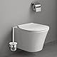 Hystun Klobürstenhalter WC bürste Klobürste wandmontage WC Bürstenhalter Wandmontage WC Garnitur Toilettenbürste mit Halter zum Wandmontage, Inkl. Ersatzbürste, Edelstahl + Glas,3M Kleben
