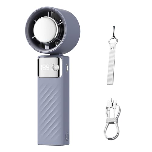 RGYBAO Ventilador portátil en miniatura de mano con carga USB y pantalla LED para exteriores y oficina, ventilador de refrigeración de velocidad ajustable