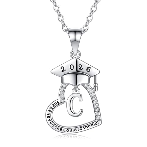 Cadeau de remise de diplôme 2025 : collier initiale cœur en or pour fille