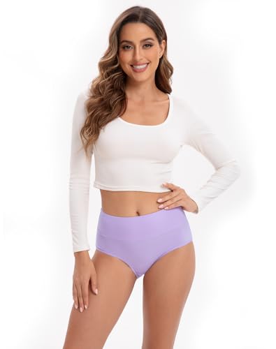 Image of Innersy Women's 5 Pack High Waist Tummy Control Solid Color Cotton Briefs Panties