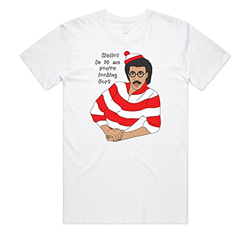 Sanfran Clothing Hello is It Me You're Looking for Funny 90's Lionel Richie Wally T-Shirt 5XL / White