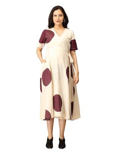 Image of The Mom Store Maternity and Nursing Wrap Dress for New Mom | Pre and Post Pregnancy Wear for Womens | Trendy Stylish Printed Friendly Dresses for Women | Comfortable