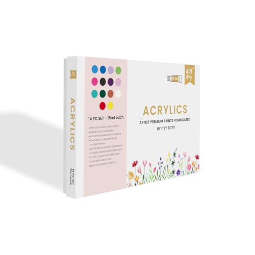 Image of Itsy Bitsy Art Story Artists Acrylic Paint Set - 14 Colors X 15ml each| for Paper, Canvas, MDF, Wall, Glass, Plastic, Metal, Terracotta|Premium Multi Surface paint for DIY Art & Craft| For Beginners Students Adults