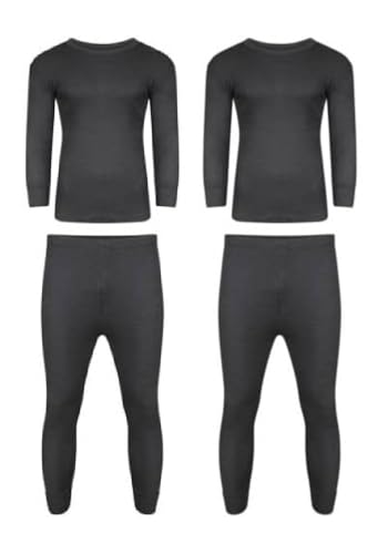 Inspire Me Pack of 2 Thermal Base Layer Top & Long John Set Kids Ski Base Layers Girls and Boys Thermal Clothing & Leggings Quick Dry Thermal Underlayer Children Thermal Underwear (13-14 Years)