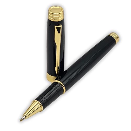Image of Venti Gold Metal Roller Ball Pen| Black Body Color | Ink Color - Black | Novel Gifts For Professionals | Premium Pens For Personal & Professional Use | Return Gift | (115, RollerBall Pen)