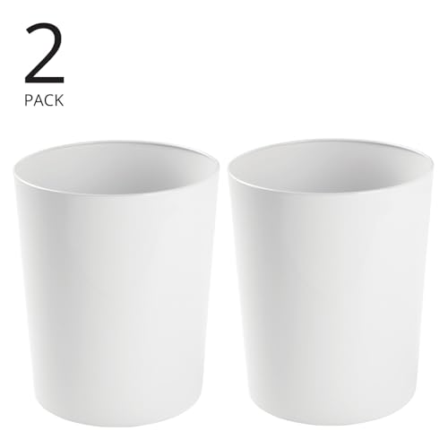 Mdesign 5377MDBSTEU Round Metal Small 1.7 Gallon Recycle Trash Can Wastebasket thumb #1