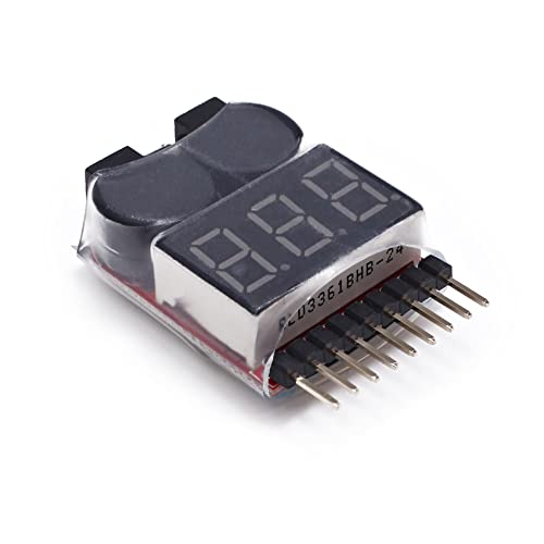 RC Lipo Battery Low Voltage Alarm 1S-8S Buzzer Indicator Checker Tester LED for Lipo Life LiMn...