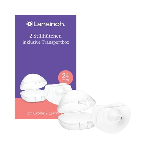 Lansinoh Stillhütchen 24 mm (Größe 2), 2 Stück inkl. Aufbewahrungsbox - angenehmes Tragegefühl - trotz Anlegeschwierigkeiten weiter stillen