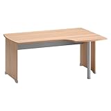 Fabrication française. Générique Bureau Compact Retour à Droite L 160 cm piètement Plein Bois - Jazz (Hêtre)