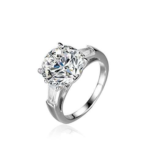Bague de fiançailles moissanite 5 carats diamant rond et argent S925