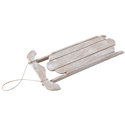 Unittype 1 Pack Rustic Wooden Sled Jute Rope Christmas Wall Hanging Decor