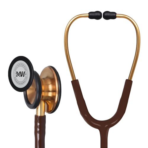 Image of MaiWieel-Classic Monitoring Stethoscope Professional Dual Head Chocolate Stethoscopes For,Nurse,Doctor,Vet ,Home Medical ,EMT,Double-Sided Stainless Chestpiece,Flexible Tubing & Soft Sealing Eartips (Copper-Chocolate)