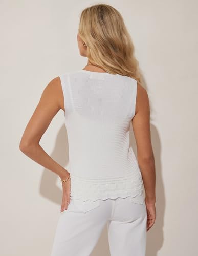 GRACE KARIN Womens Spring Summer Sweater Vest 2025 Casual Knit Sleeveless V Neck Button Down Crochet Crop Tank Tops3