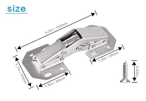 DOBOGA 4-Pack Hidden Hinges for Cabinet Doors Frameless, Concealed Cabinet Hinges, 90 Degree Surface Mount Hinges