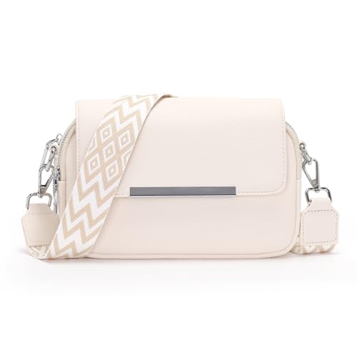 Zyig umhängetasche kleine handtasche damen handbags for women handytasche zum umhängen Breitem Schultergurt Multikompartiment crossbody bag Beige