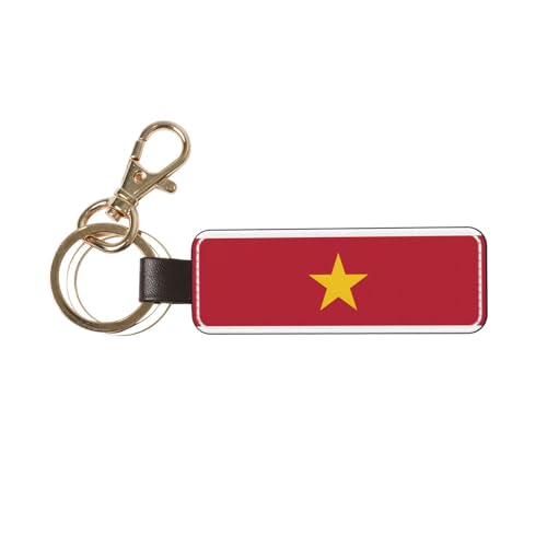 Ninainaid Porte-clés de voiture en cuir véritable avec drapeau du Suriname - Porte-clés universel pour homme et femme