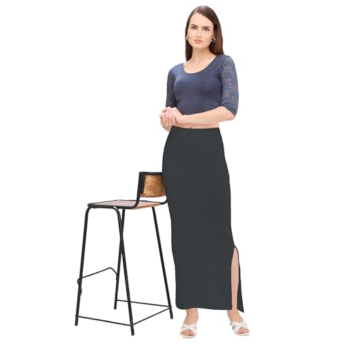 Image of DESI GIRL Cotton Lycra Stretchable Saree Shapewear Petticoat for Plus Size with Drawstring for Women | Fishcut Saree Petticoat with Side Slit for Easy Movement | Saree Shaper | Long inskirt