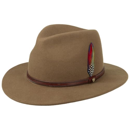 Stetson Rantoul Traveller Hut Outdoor Wollfilz Asahi Guard Damen Herren Sommer Winter Dunkelbeige L (58-59 cm)