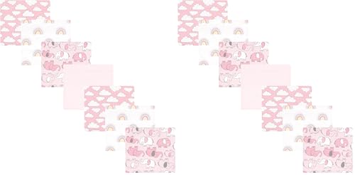 Image of Hudson Baby Unisex Baby Cotton Flannel Receiving Blankets Bundle, Girl New Elephant, One Size (Pack of 2)