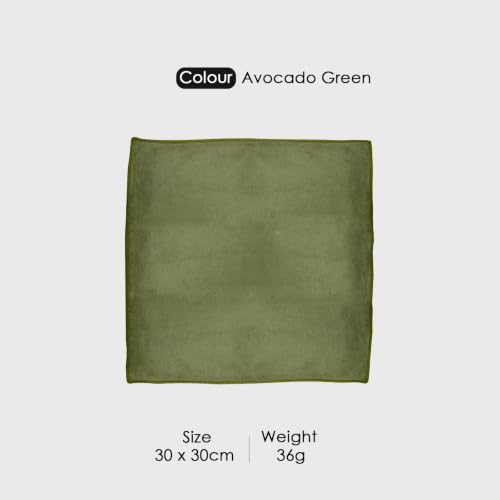 Image of HOUSSE Microfiber Face Towels | Ultra Absorbent, Odour-Free, Quick Dry 450 GSM Face Towel for Home, Gym, Travel, Running & Personal Use | 30x30 cm | Set of 6 in One Colour (Avocado Green, Pack of 6)
