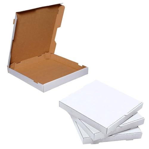 STORM TRADING GROUP Pizza Takeaway Boxes Brown or White Slim Postage Boxes Desserts Pizza Restaurant & Take Outs (12 WHITE - 10 Boxes)