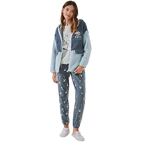 Women'secret Bata Midi De Sherpa Bicolor con Capucha y Bolsillos XL para Mujer Cover