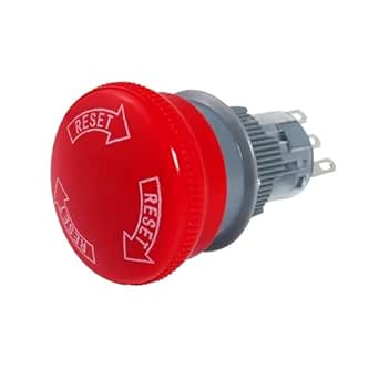 16mm Plastic Emergency Stop Switch1NO1NC Latching Self-Locked Red Head ...