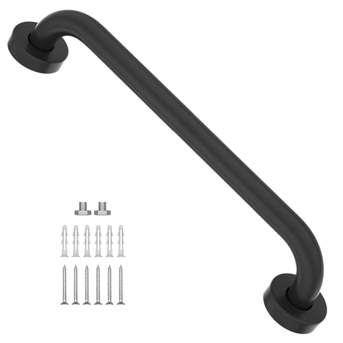 40cm Matte Black Shower Grab Bar, Stainless Steel Safety Handle for Bathroom, Wall Mounted Support Rail for Elderly, Disabled, Pregnant