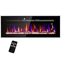 HOMCOM 50" Electric Fireplace Recessed and Wall Mounted with Remote Control, 1500W Fireplace Heater with 8H Timer, Adjustable Flame Color and Brightness, Log and Crystal
