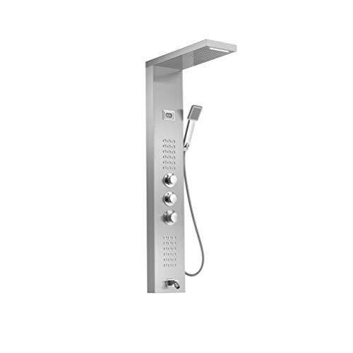 Columna de ducha termostática de pared, torre de ducha de acero inoxidable con panel digital de temperatura, chorros y masaje corporal miniatura 1